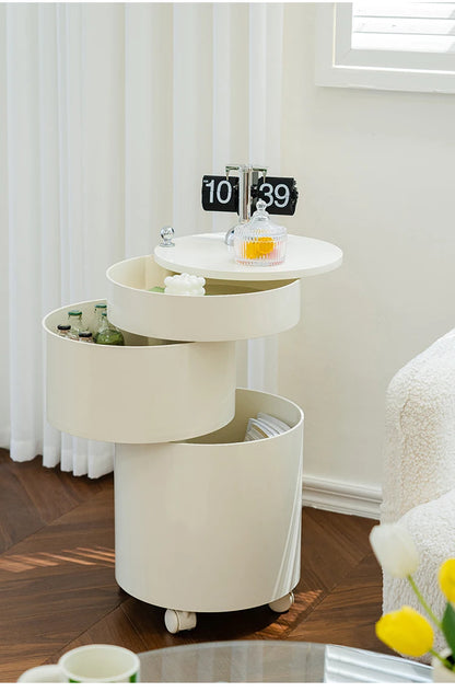 Nordic Furniture, Creative Nightstands, Bedroom Cabinets, Bedside Tables, multifunctional Locker Cart,Round Revolving Side Table