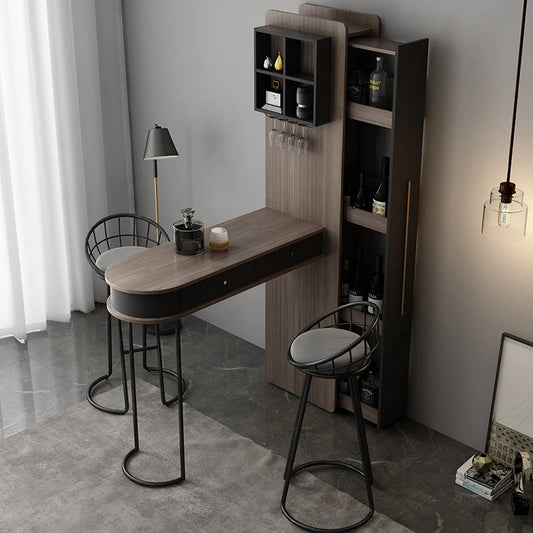 Pqf Retractable Bar Table against the Wall Family Living Room Partition Integrated