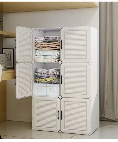 Simplicity Household Bedroom Dustproof Clothes Cabinets For Plastic Assemble Storage Rack Foldable Multilayer Wardrobe Furniture