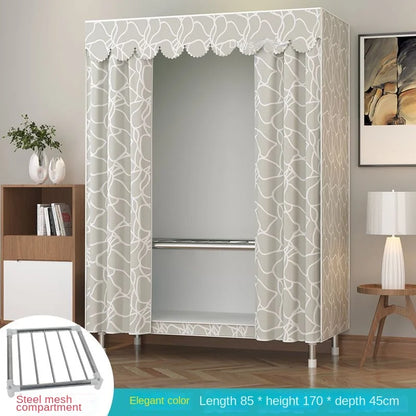 Simple Wardrobe Cloth Closet Furniture For Home Household Bedroom Assembly Cabinet Steel Pipe Reinforced Storage Rack Wardrobe