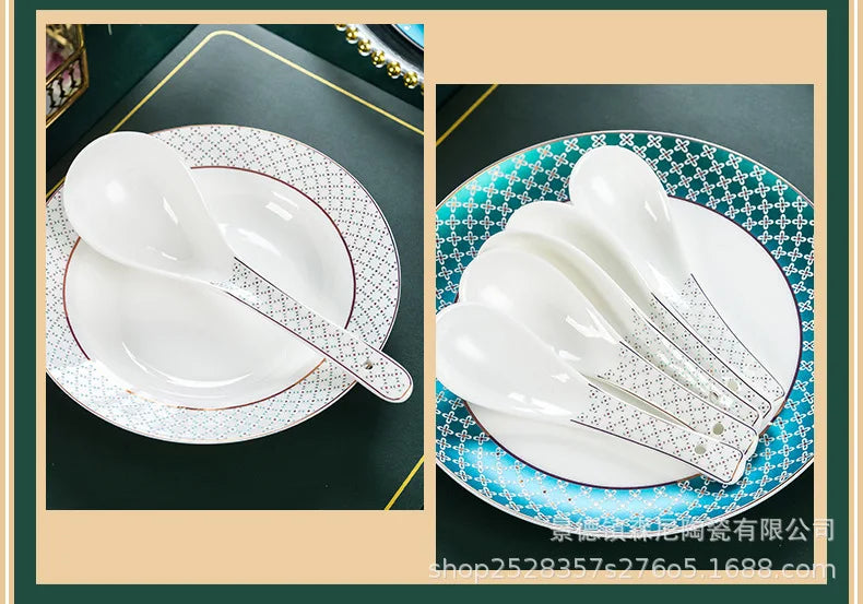 Jingdezhen dish set European style bowls and chopsticks bone china tableware gift bone china tableware