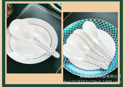 Jingdezhen dish set European style bowls and chopsticks bone china tableware gift bone china tableware