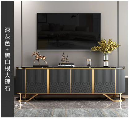 Affordable Luxury Style TV Cabinet and Tea Table Combination Simple Modern Living Room Floor Cabinet Marble