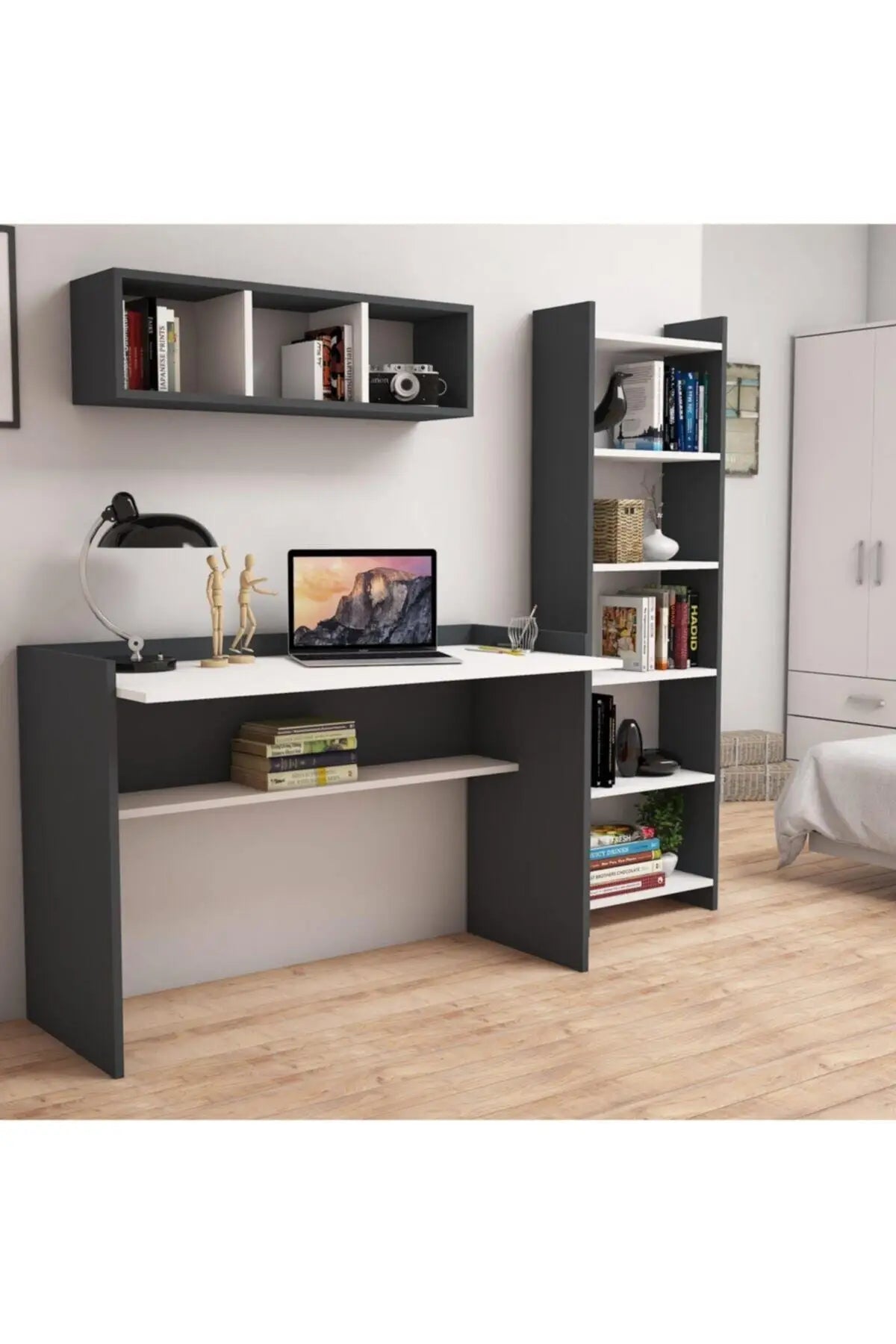 Hurrem Study desk Bookcase Shelf set office furniture computer desk business room furniture decorative walnut white antrachite.