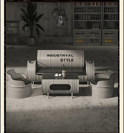 Deck Sofa KTV Casual Small Quiet Bar Retro Creative Oil Drum Iron Customization Industrial Style Bar Table and Chair Combination