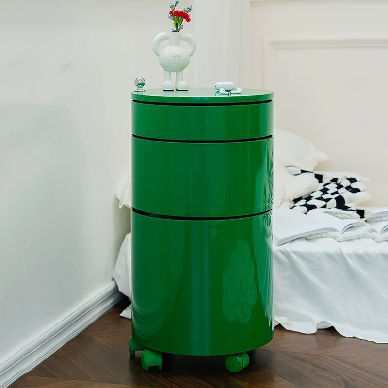 Nordic Furniture, Creative Nightstands, Bedroom Cabinets, Bedside Tables, multifunctional Locker Cart,Round Revolving Side Table