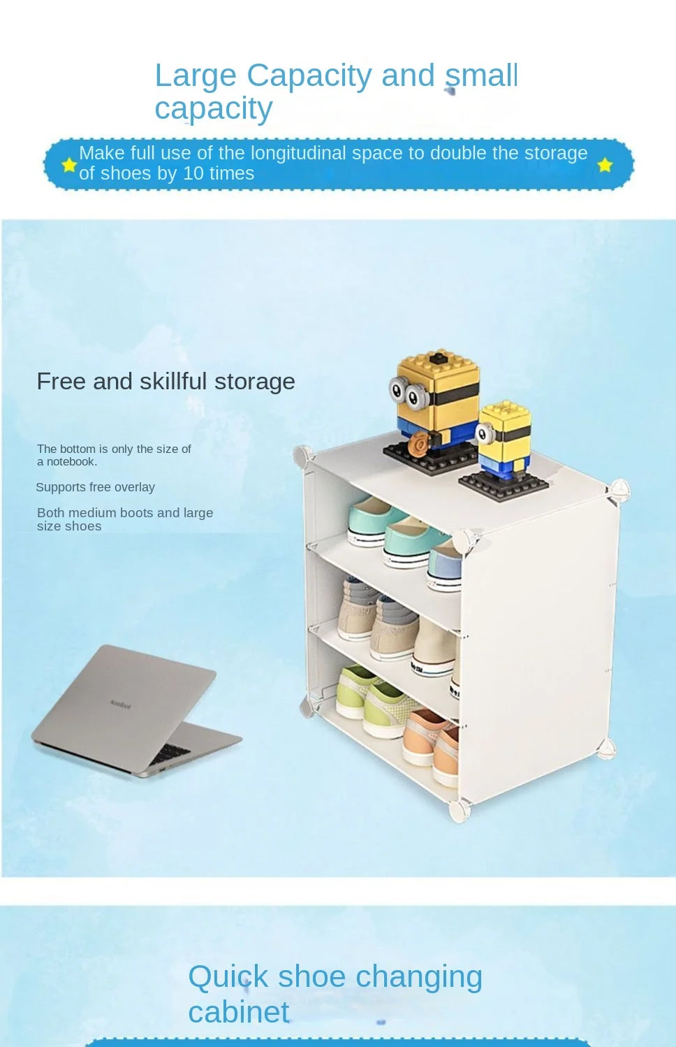 Small-Scale Foldable Cabinets For Home Living Room Multilayer Large Space Shelf Student Dormitory Dust Proof Shoe Storage Rack