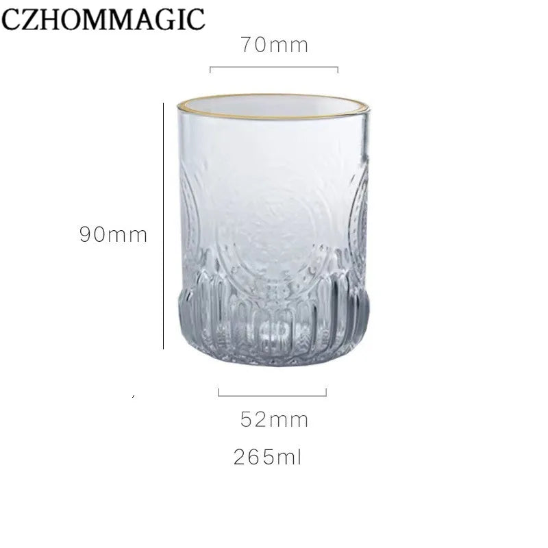 880ml Bedside Water Carafe Glass Cup Drinkware Set Vintage Transparent Cold Water Cup&Bottle for Pitcher Nightstand Bedroom Gift
