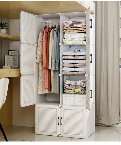 Simplicity Household Bedroom Dustproof Clothes Cabinets For Plastic Assemble Storage Rack Foldable Multilayer Wardrobe Furniture