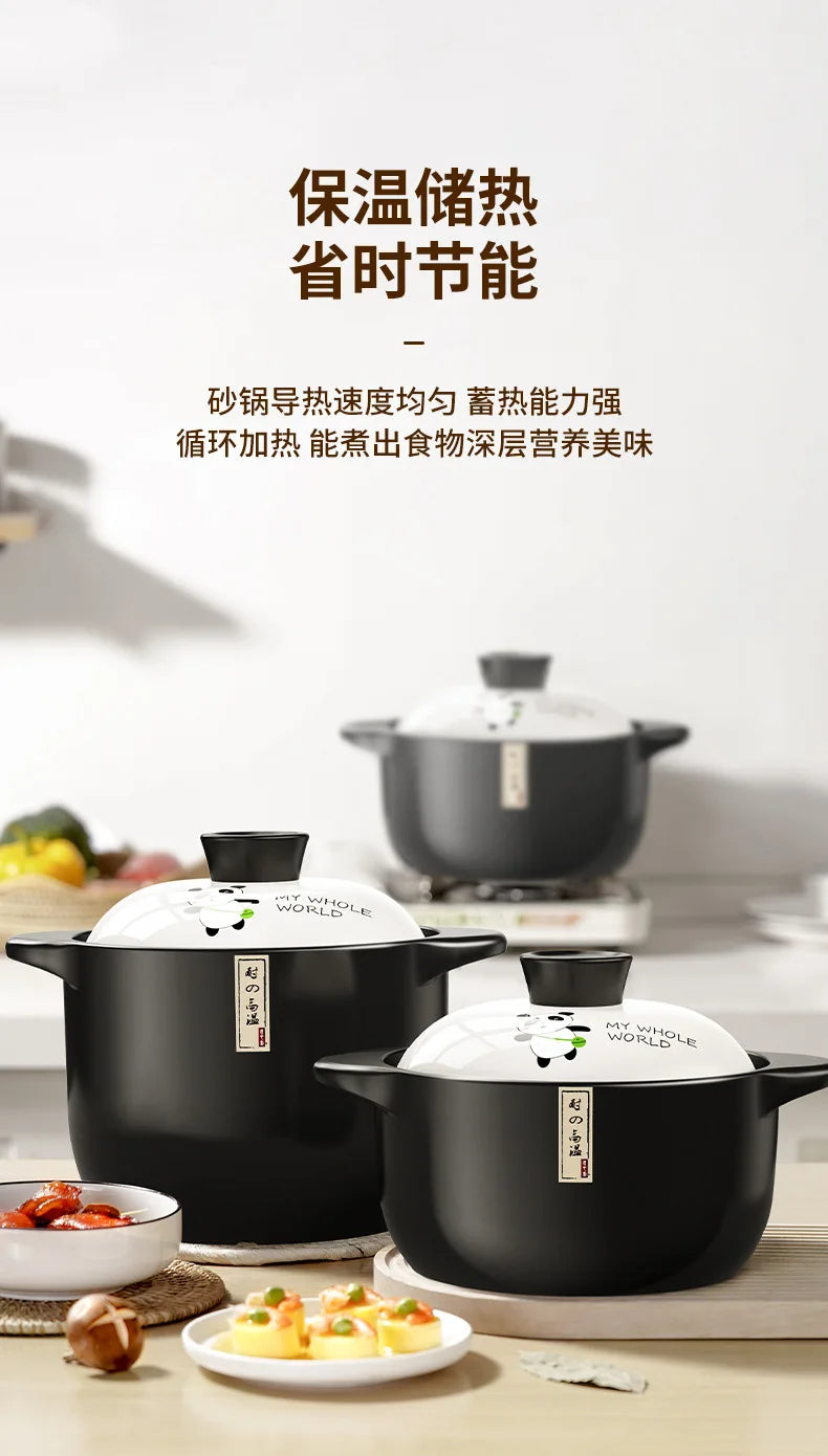 Chinese High Temperature Resistant Household Casserole Cooking Pot Cookware Set Ceramic Hot Pot Food Warmer 1-6L