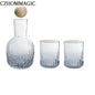 880ml Bedside Water Carafe Glass Cup Drinkware Set Vintage Transparent Cold Water Cup&Bottle for Pitcher Nightstand Bedroom Gift