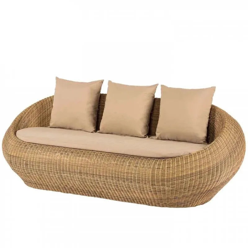Outdoor rattan sofa combination rattan woven table and chair three piece set of leisure circular sofa furniture