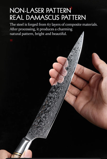 HEZHEN 7PC Knife Set Professional Damascus Steel Chef Santoku Bread Utility Paring Cook Knife For Meat Sharp Kitchen Knife