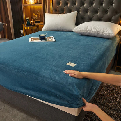 Fine Flannel Mattress Cover Winter Warm Coral Fleece Bed Pad Protector Cover Soft Breathable Bed Cover Not Including Pillowcase