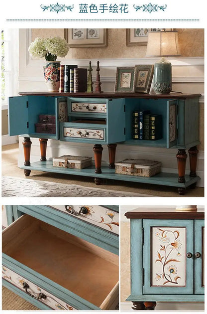 European-Style Solid Wood Console Table American Country Side Cabinet 1.6 M Side View Table Window Side Desk