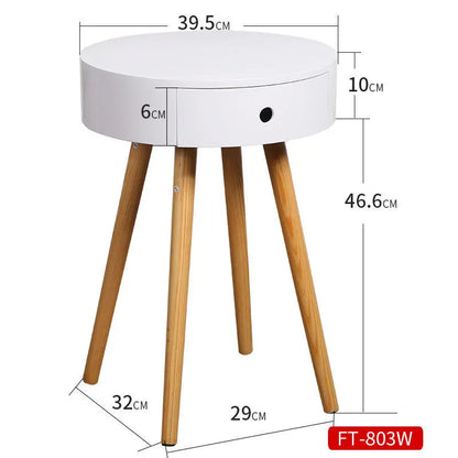 Nordic Furniture White Bedside Table Small Coffee Tables Living Room Modern Balcony Bedroom Cylinder Sofa Side Corner Movable