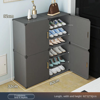 Small-Scale Foldable Cabinets For Home Living Room Multilayer Large Space Shelf Student Dormitory Dust Proof Shoe Storage Rack
