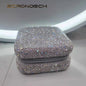Bling Rhinestone Jewelry Box Case Makeup Organizer Dresser Display Cabinet Travel Portable Leather Partition Storage Box