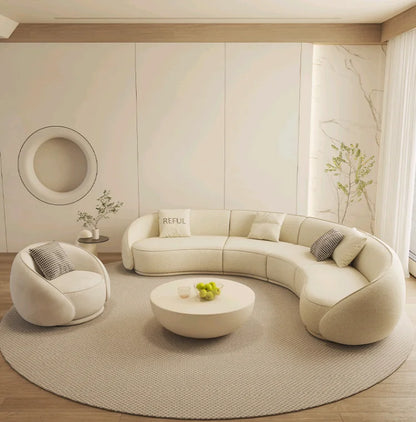 yj Sili Style Living Room Modern Light Luxury Italian Minimalist Shaped Curved Lambswool Fabric Sofa