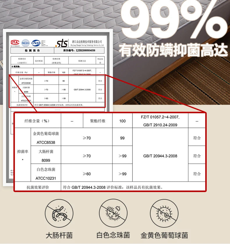 Cotton Thicken Quilted Mattress Cover Anti-bacterial Mattress Protector Topper Pad Soft Fitted Sheet Not Including Pillowcase