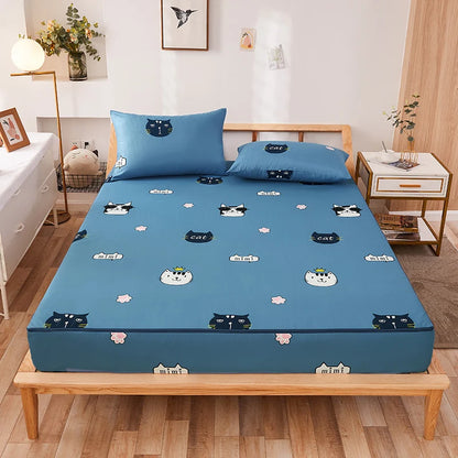 Zipper Detachable Mattress Protector, Kawaii Printed Six-sided Fully Enclosed Dust Cover, Double Single Tatami Bed Cover 160x200