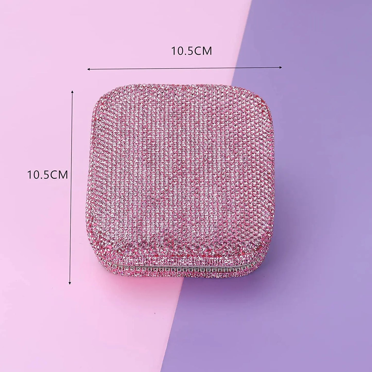 Bling Rhinestone Jewelry Box Case Makeup Organizer Dresser Display Cabinet Travel Portable Leather Partition Storage Box