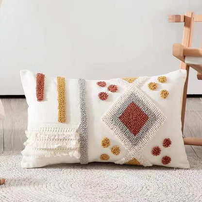 Boho Style Cushion cover Ivory Burt Orang Decoration Pillow Cover 45x45cm/30x50cm Tufted for Living room Bedroom Sofa Bed Couch