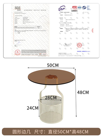 Home online celebrity simple sofa, small round table, living room glass, small coffee table, small bedside table.