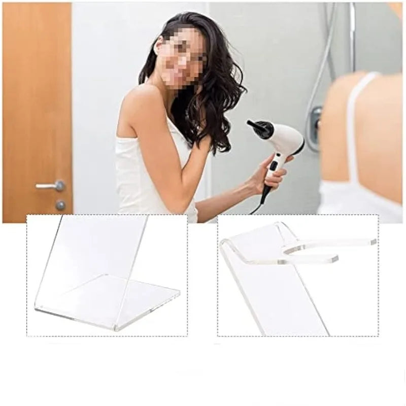 1PC Clear Acrylic Hair Dryer Holder Hair Dryer Display Rack Salon Home Bathroom Blow Dryer Holder Stand Hair Styling Tool