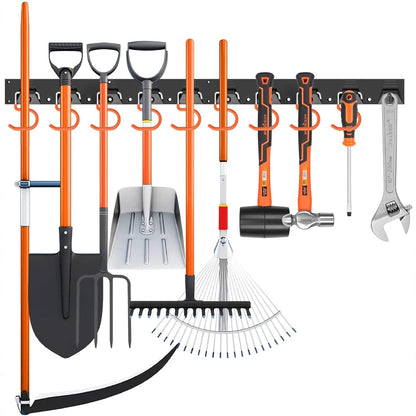 64 Inch Adjustable Storage System Wall Mount Garden Tool Organizer Tool Hangers for Mop Broom Holder Shovel Rake Broom