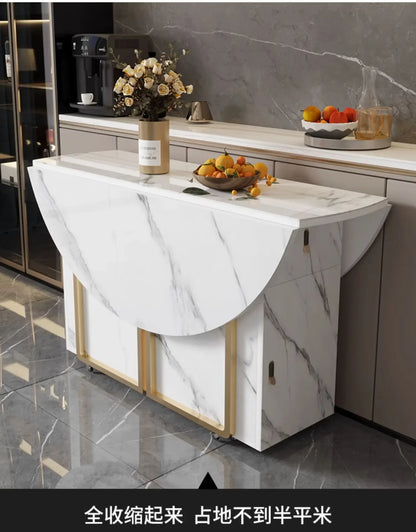 1.4 and 1.6 M Rectangular Folding Table Small Apartment Dining Table Multi-Functional Retractable Dining Table and Chair
