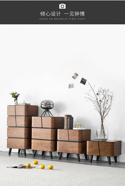 yj Nordic Style Chest of Drawers Modern Minimalist Tempered Glass Fashion Locker Storage Cabinet