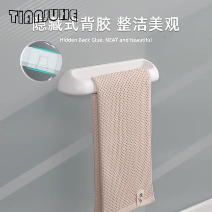 Hand Towel Bar Self Adhesive Wall Mounted Bathroom Towel Holder Kitchen Dishcloth Storage Rod ABS Material