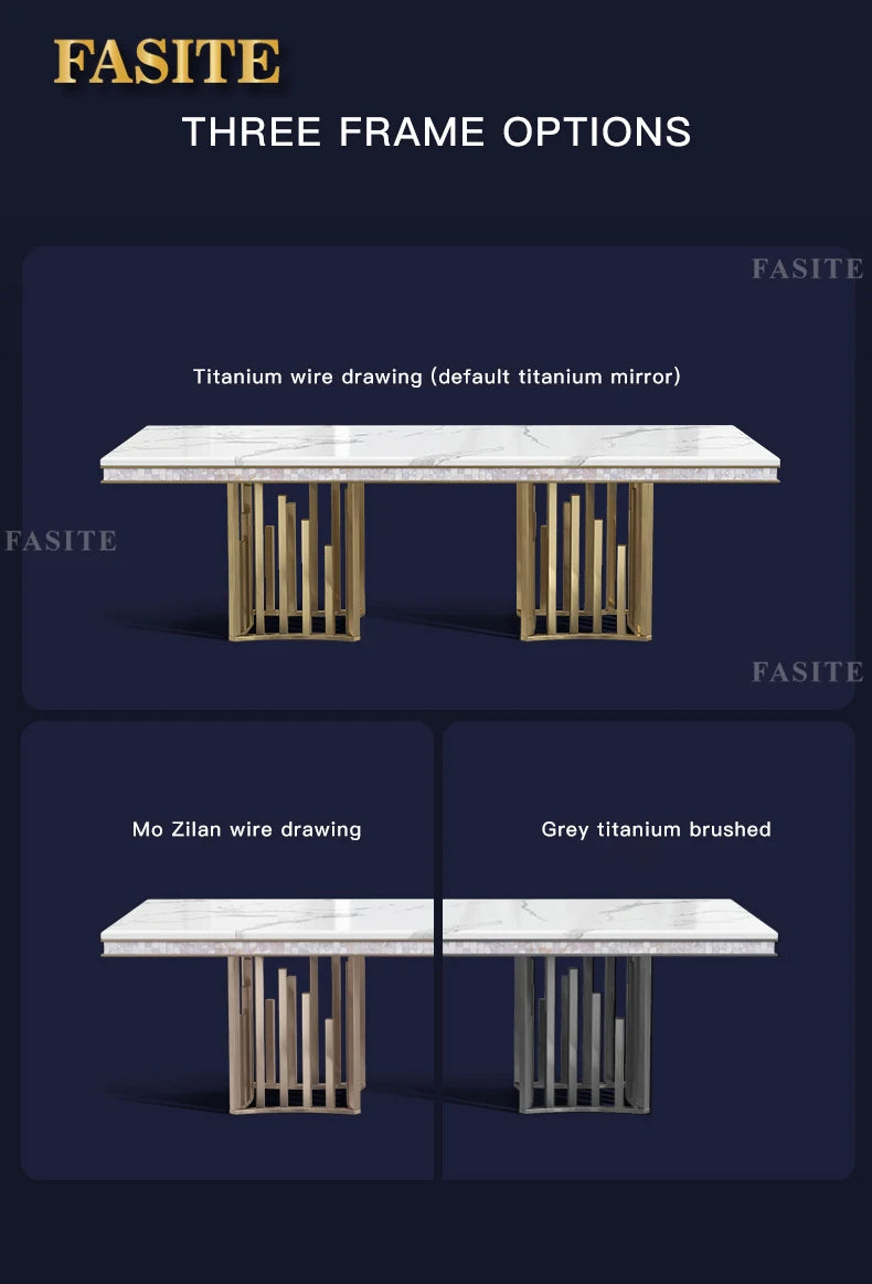 Luxury White Marble Dining Table And Chair Combination Rectangular Household Italian Type Large Concise Mesa Modern Furniture