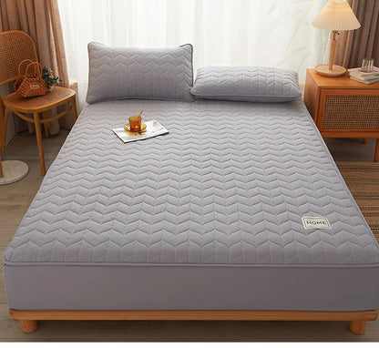 Cotton Thicken Quilted Mattress Cover Anti-bacterial Mattress Protector Topper Pad Soft Fitted Sheet Not Including Pillowcase