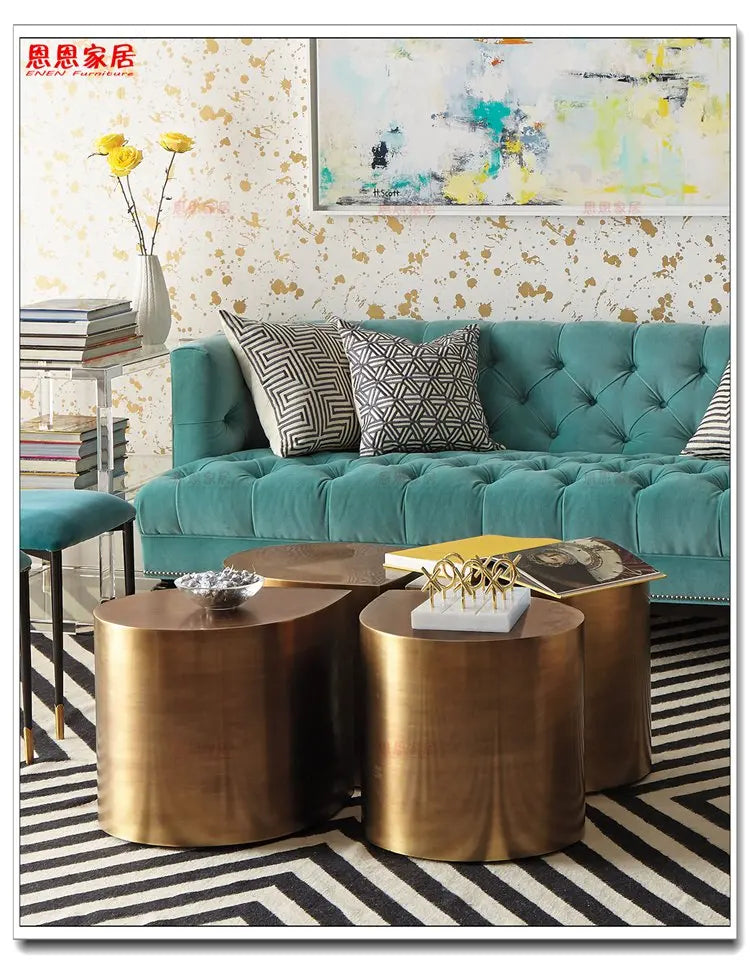 Fresh Four-Leaf Clover Tea Table Tear Drop Coffee Table Brushed Bronze Craft Adler Shaped Sofa Side Table
