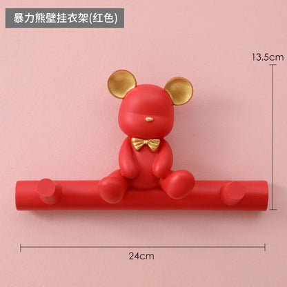 Cartoon Bear Hook Porch Key Hook Clothes Rack Wall Coat Keychain Bathroom Accessories Holder Hook Hat Clothes Display Stands