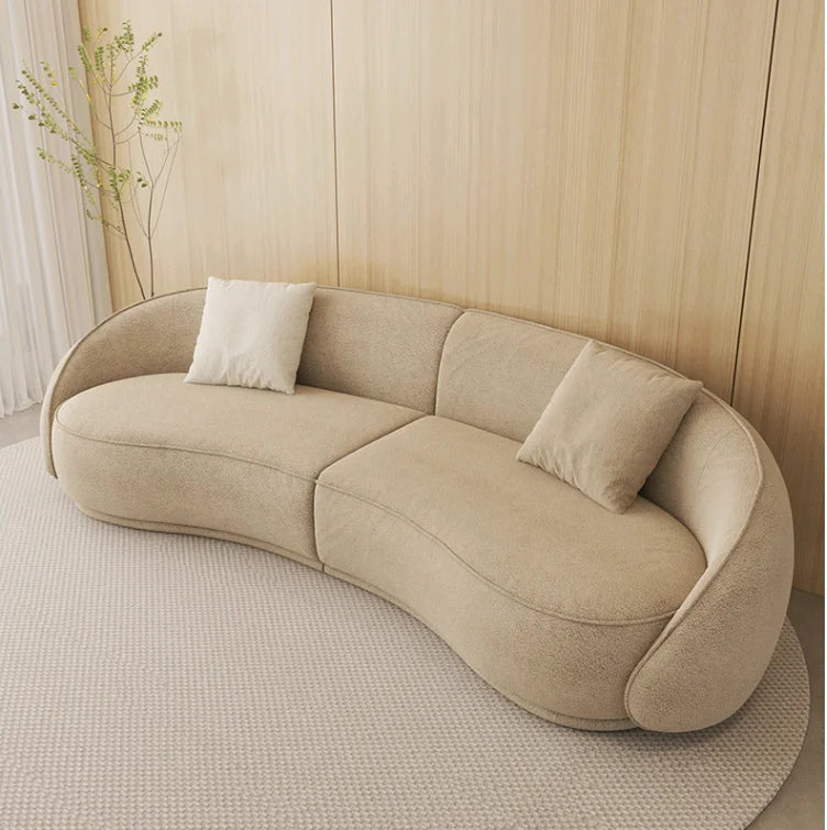 yj Sili Style Living Room Modern Light Luxury Italian Minimalist Shaped Curved Lambswool Fabric Sofa
