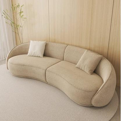 yj Sili Style Living Room Modern Light Luxury Italian Minimalist Shaped Curved Lambswool Fabric Sofa