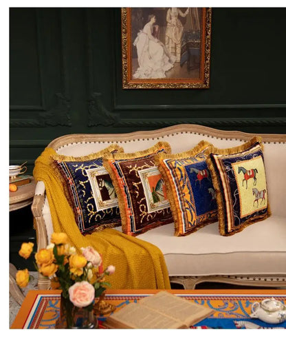 Luxury Pillow Case Horse Pattern Double Sided Velvet Hug Pillowcase Sofa Office Living Room Car Decoration Cushion Cover 45*45cm