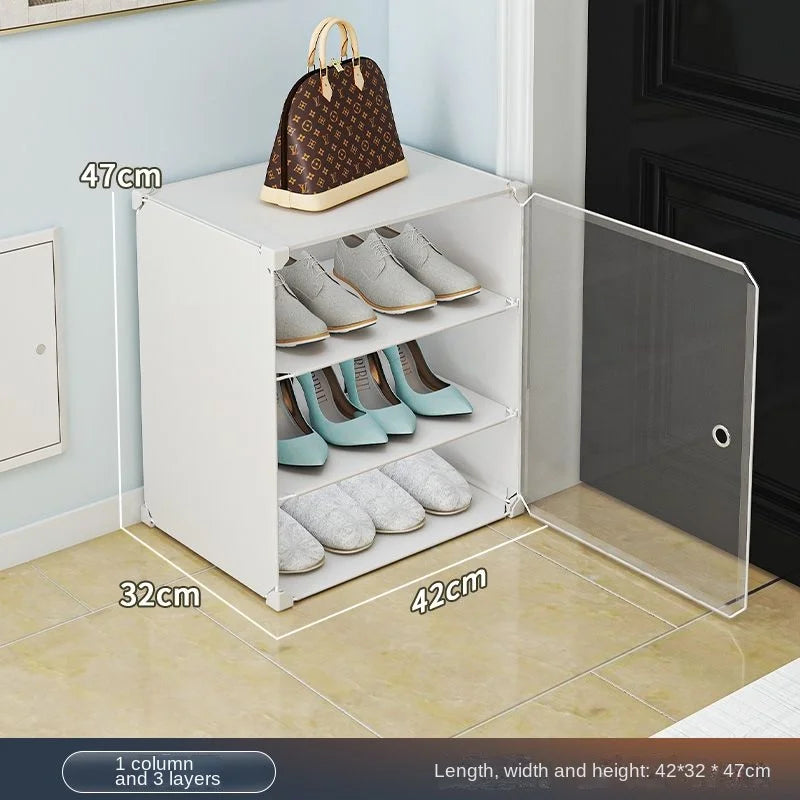Small-Scale Foldable Cabinets For Home Living Room Multilayer Large Space Shelf Student Dormitory Dust Proof Shoe Storage Rack
