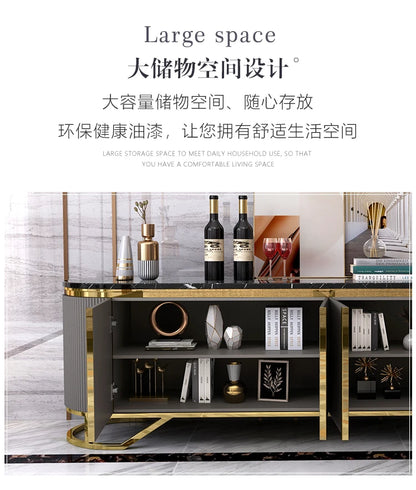 Affordable Luxury Style TV Cabinet and Tea Table Combination Simple Modern Living Room Floor Cabinet Marble