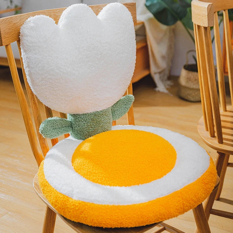 Ins Cute Tulip Sun Flower Seat Back Cushion Living Room Sofa Decorative Throw Pillow Soft Office Chair Cushion Home Decor Pillow