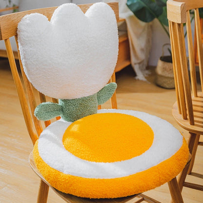Ins Cute Tulip Sun Flower Seat Back Cushion Living Room Sofa Decorative Throw Pillow Soft Office Chair Cushion Home Decor Pillow