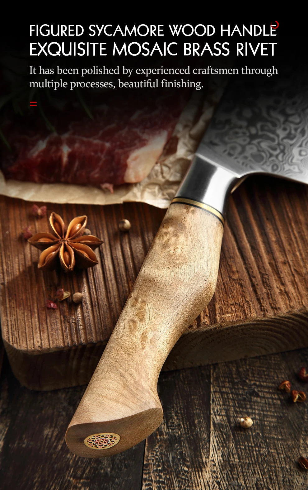HEZHEN 7PC Knife Set Professional Damascus Steel Chef Santoku Bread Utility Paring Cook Knife For Meat Sharp Kitchen Knife