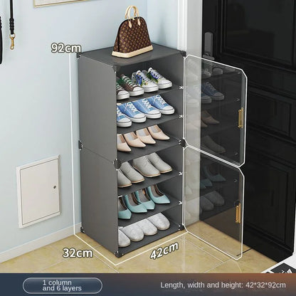 Small-Scale Foldable Cabinets For Home Living Room Multilayer Large Space Shelf Student Dormitory Dust Proof Shoe Storage Rack