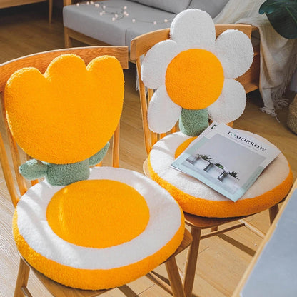 Ins Cute Tulip Sun Flower Seat Back Cushion Living Room Sofa Decorative Throw Pillow Soft Office Chair Cushion Home Decor Pillow