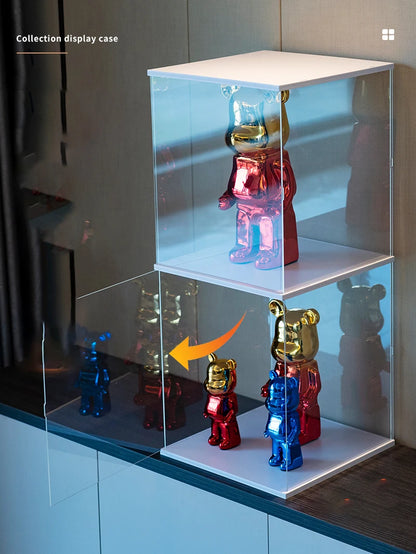 Acrylic Display Case w/h Door Countertop Organizer Dustproof Showcase for Figure/Toy/Collectibles/Gundam/Car/Model/Lego/BlindBox