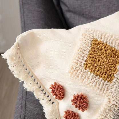 Boho Style Cushion cover Ivory Burt Orang Decoration Pillow Cover 45x45cm/30x50cm Tufted for Living room Bedroom Sofa Bed Couch