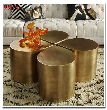 Fresh Four-Leaf Clover Tea Table Tear Drop Coffee Table Brushed Bronze Craft Adler Shaped Sofa Side Table